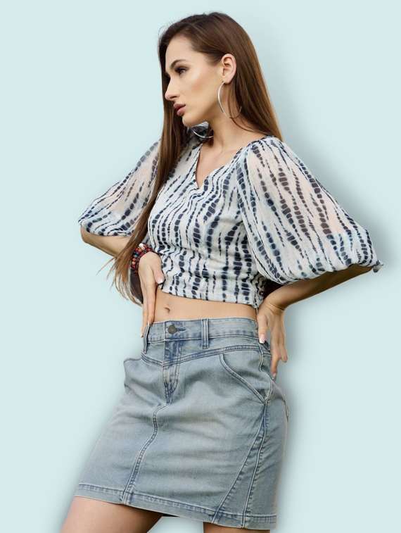 women's crop v neck top - 19668974 -  Zoom Image - 0