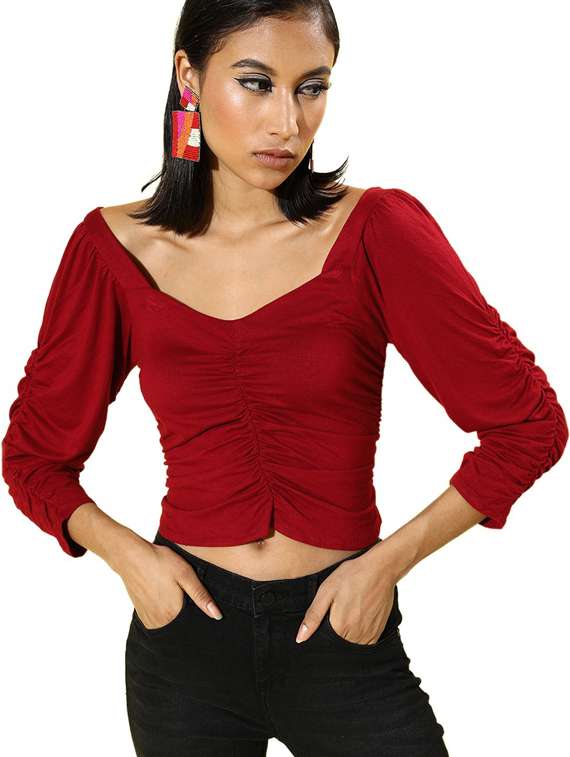 women's crop sweetheart neck top - 19668985 - Zoom Image - 0
