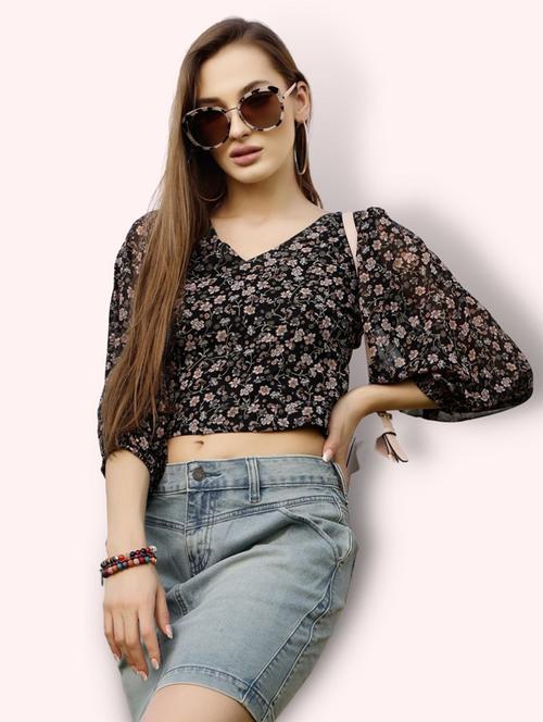 women's crop v neck top - 19668988 -  Standard Image - 0