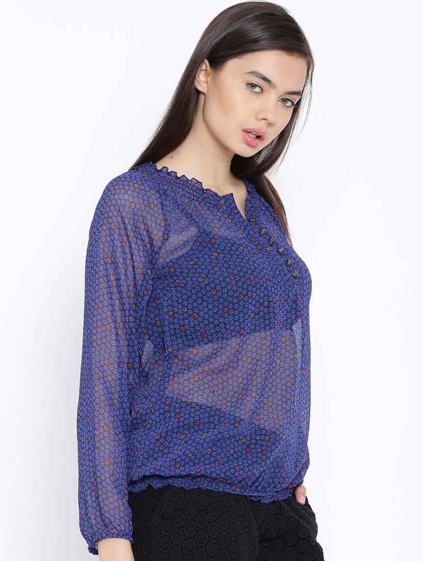 round neck floral printed regular top - 19669005 - Standard Image - 1