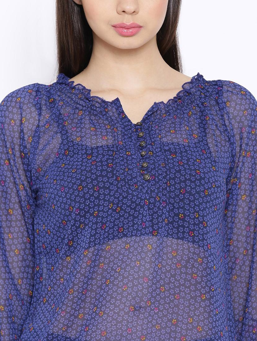 round neck floral printed regular top - 19669005 - Standard Image - 4