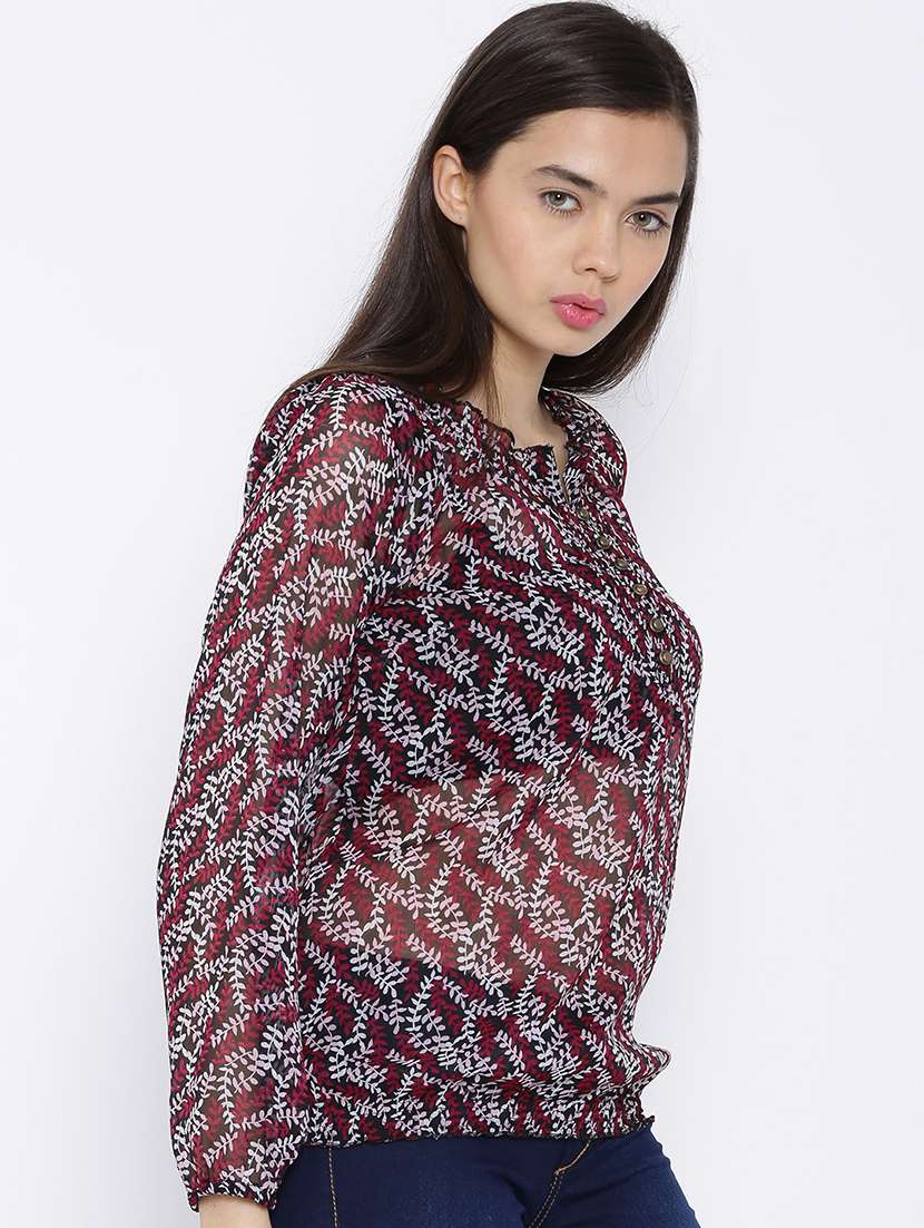notch neck printed regular top - 19669010 -  Standard Image - 1