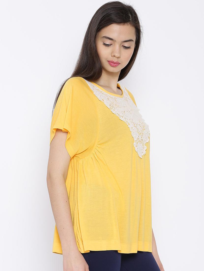 round neck self design  regular top - 19669014 -  Standard Image - 1