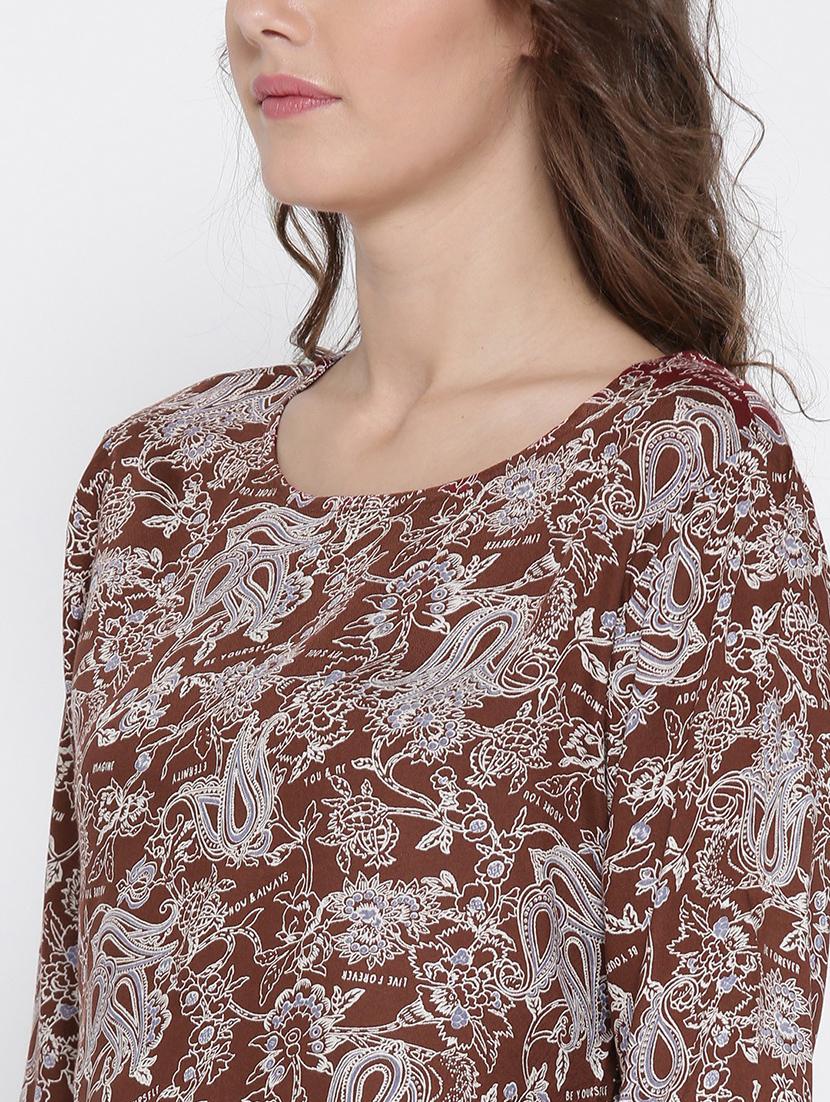 round neck printed peplum top - 19669050 - Standard Image - 4