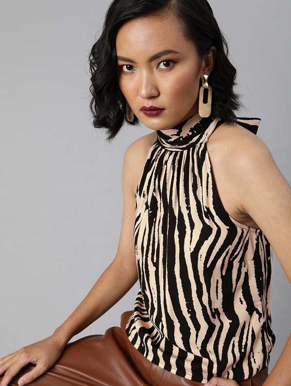 women halter neck printed top - 19669056 -  Standard Image - 1