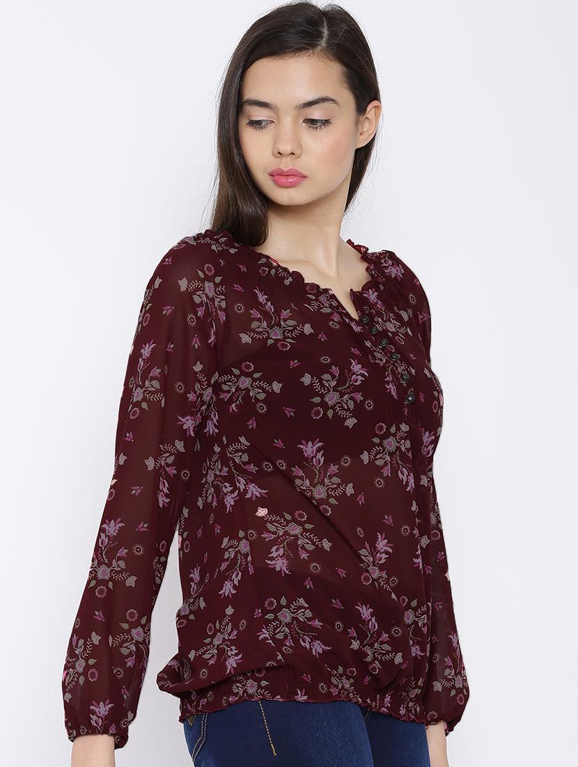 long sleeves printed regular top - 19669060 - Standard Image - 1
