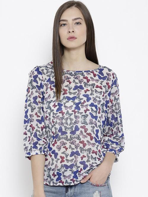 women boat neck printed top - 19669068 - Standard Image - 0