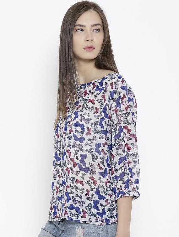 women boat neck printed top - 19669068 - Standard Image - 1