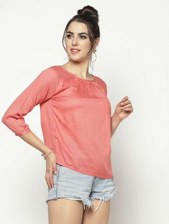 women round neck blouson top - 19669081 -  Standard Image - 1