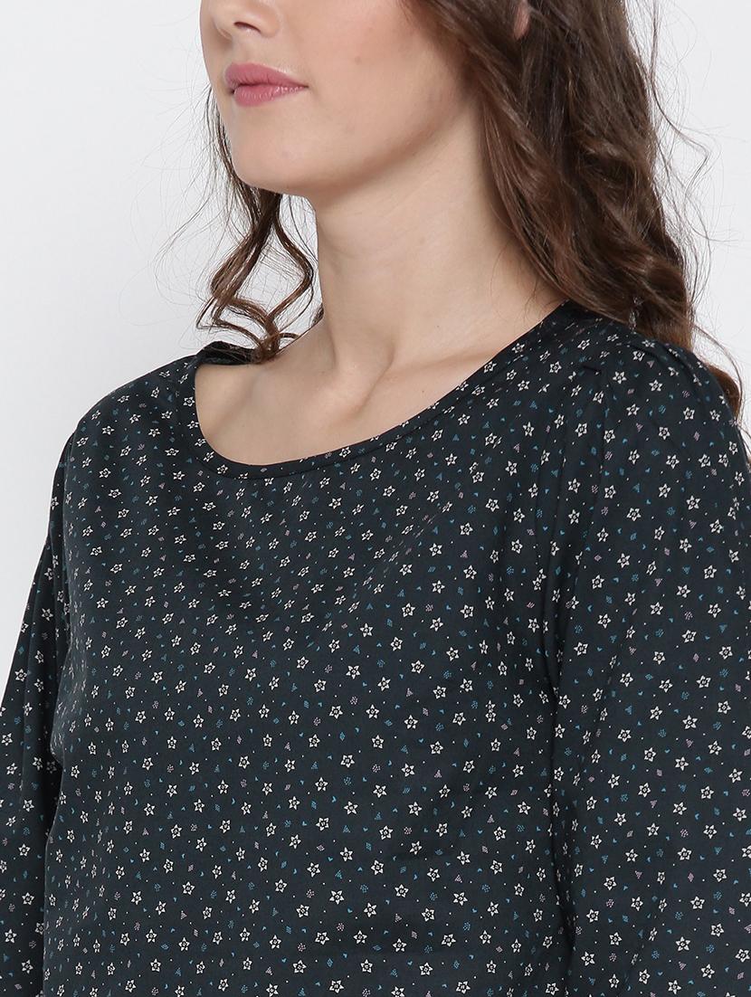 round neck printed blouson top - 19669086 - Standard Image - 4
