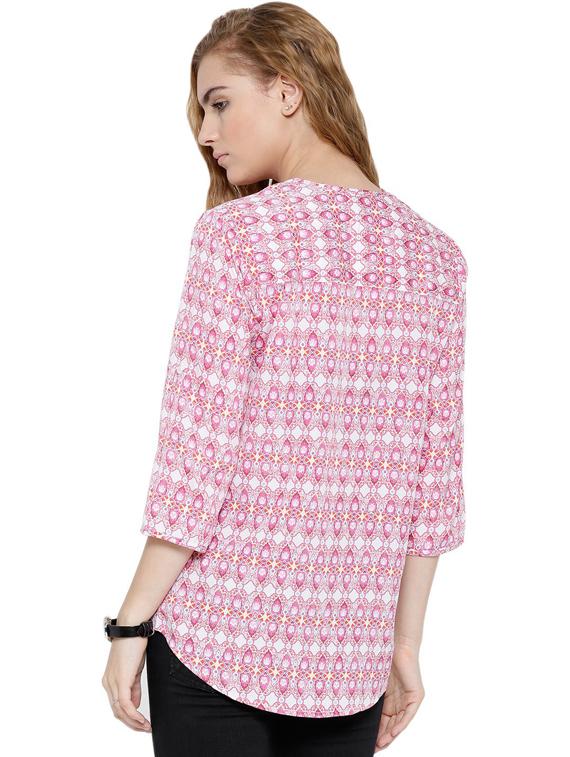 women v neck printed top - 19669095 - Standard Image - 1