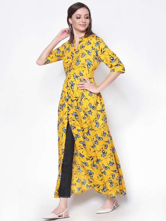 mandarin neck floral print long tunic - 19669108 -  Standard Image - 1