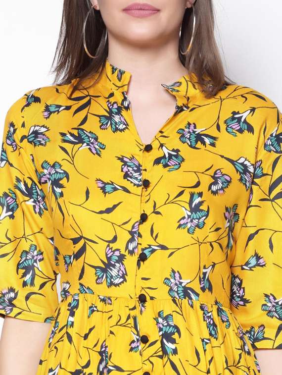 mandarin neck floral print long tunic - 19669108 -  Standard Image - 4