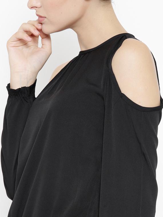 women round neck cold shoulder top - 19669151 - Standard Image - 4
