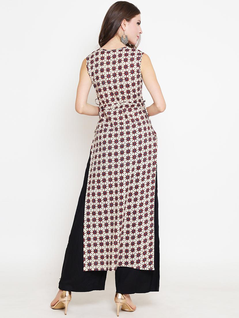 printed kurta with palazzo set - 19670271 - Standard Image - 1