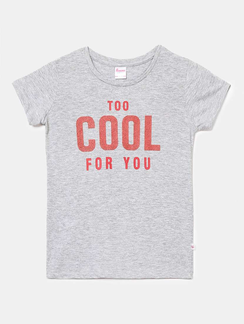 girls round neck front print t-shirt