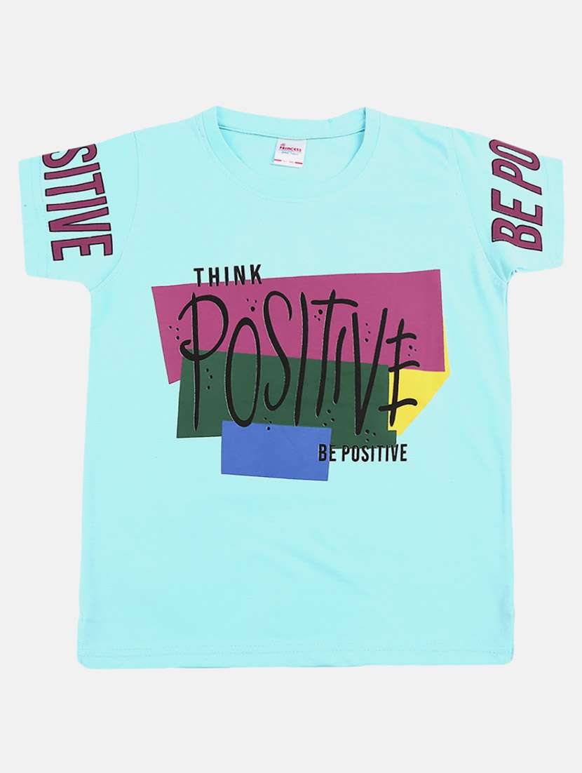 girls round neck front print t-shirt