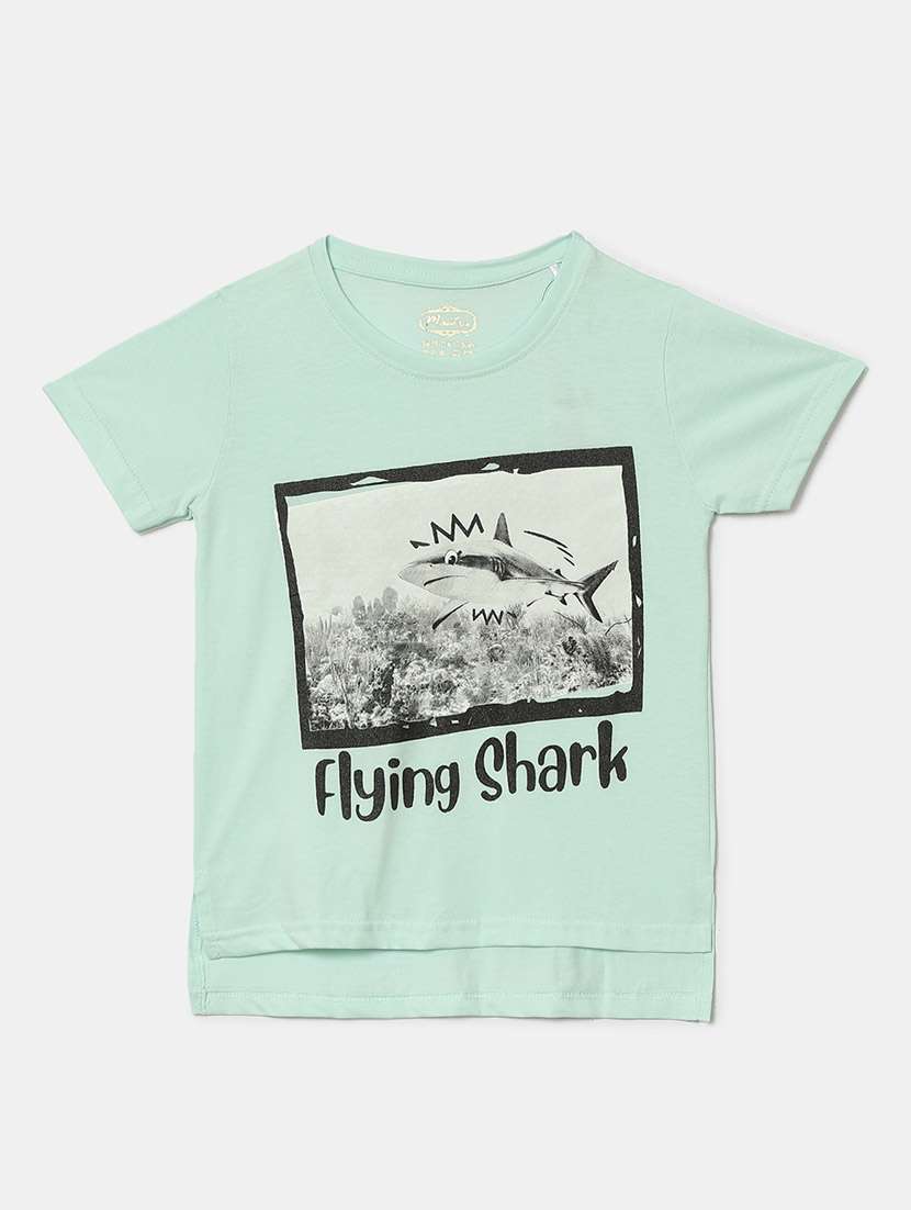 girls round neck front print t-shirt