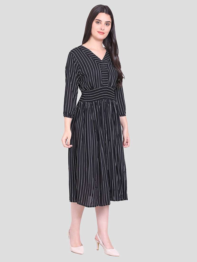 women's fit & flare striped dress - 19670863 - Standard Image - 1