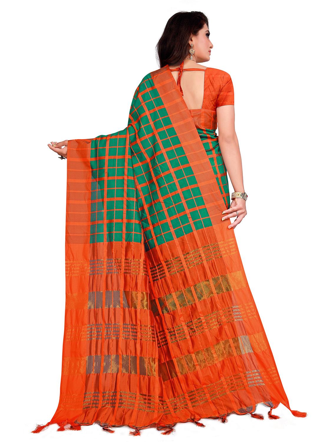 check woven saree with blouse - 19672441 -  Standard Image - 1