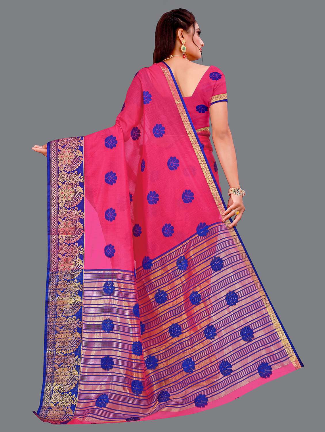 women's floral magenta colored saree with blouse - 19672458 -  Standard Image - 1