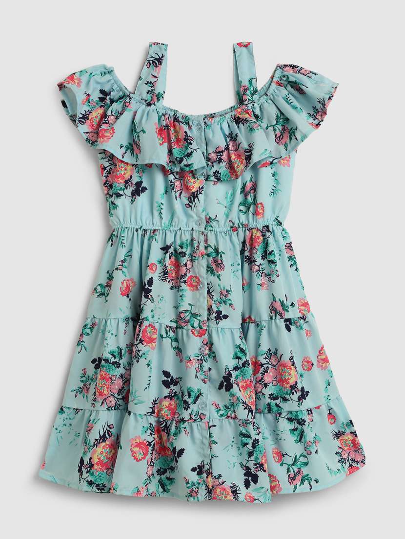 girls shoulder strap cold shoulder frock