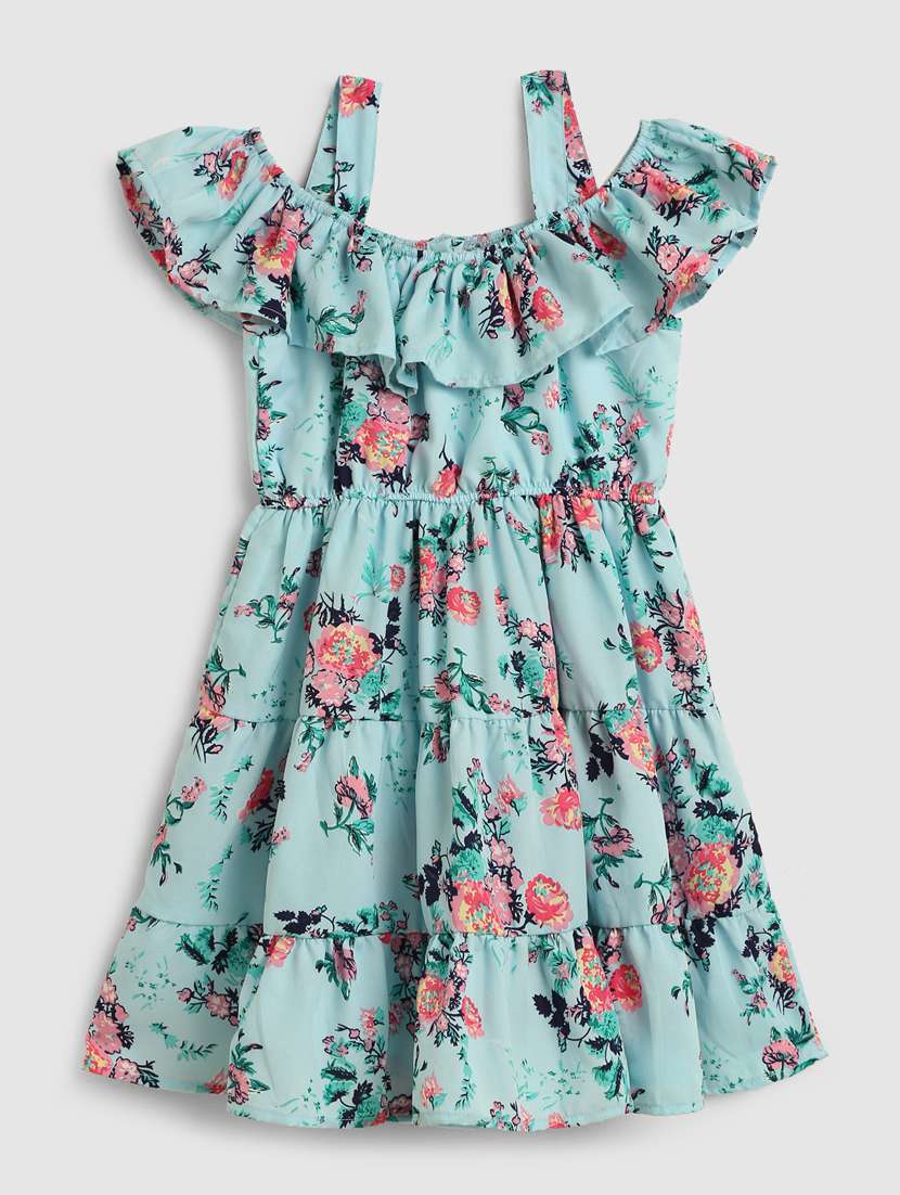 girls shoulder strap cold shoulder frock - 19672682 -  Standard Image - 1