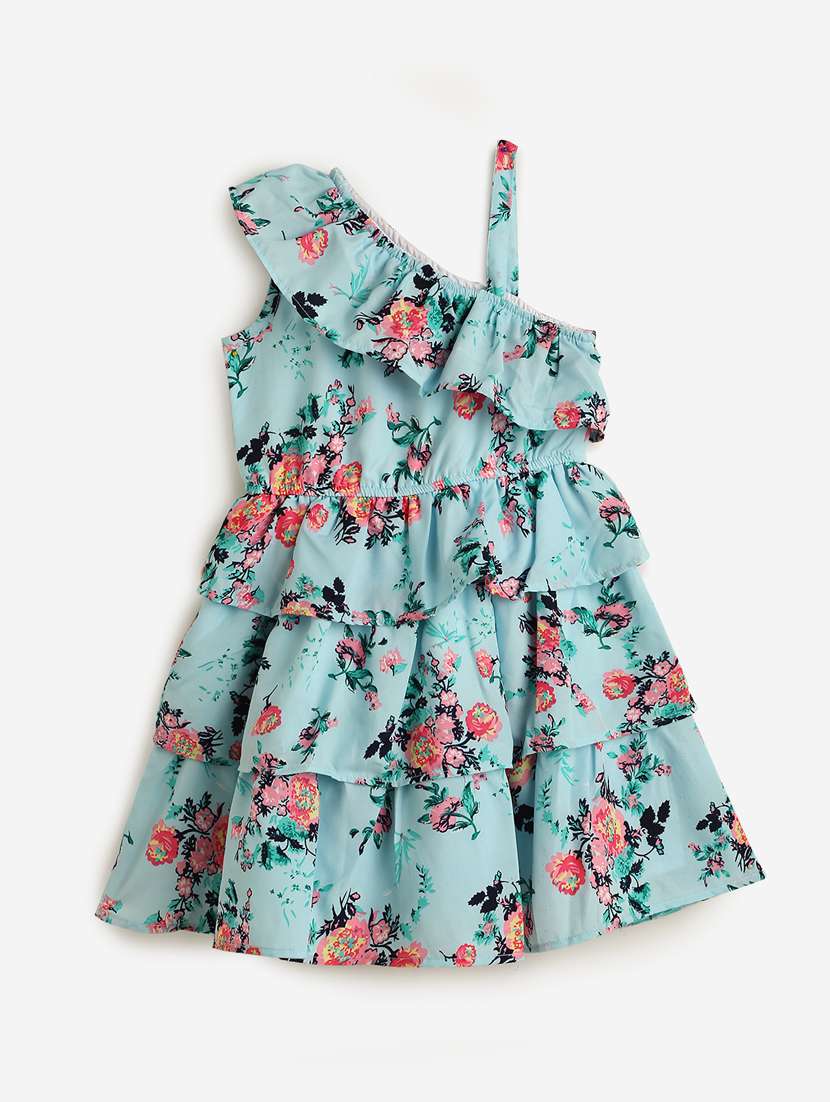 girls asymmetric neck sleeveless frock - 19672687 -  Standard Image - 1