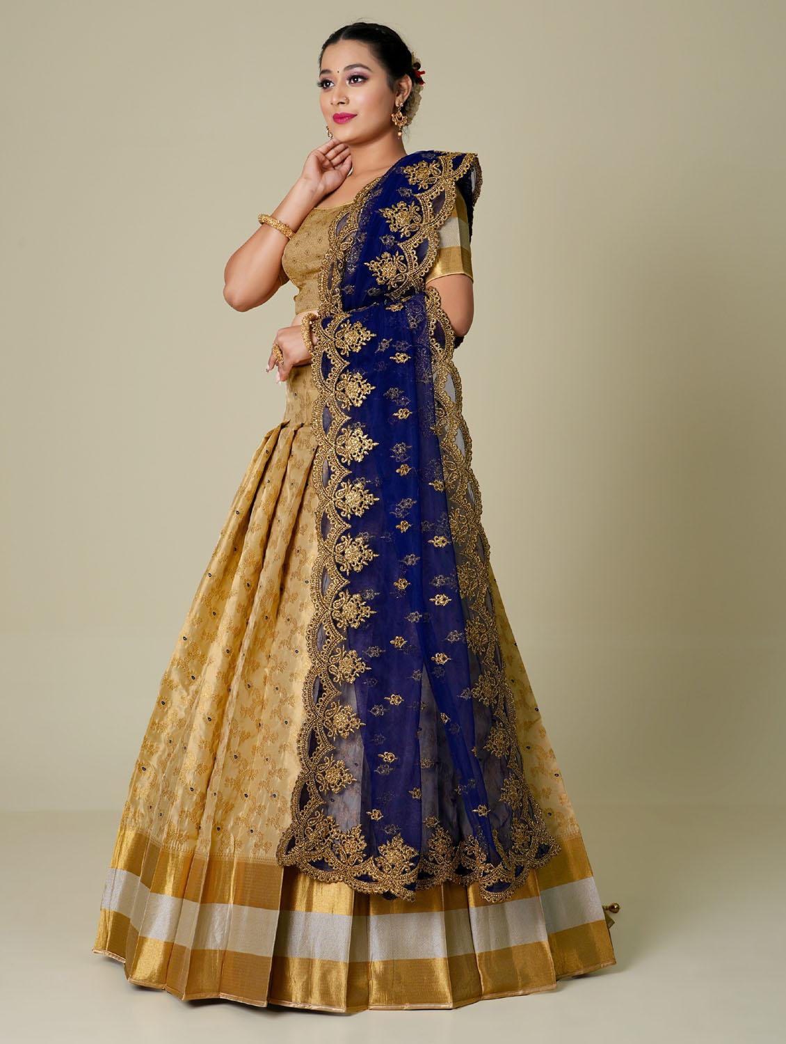 gold art silk lehenga - 19679026 - Standard Image - 1