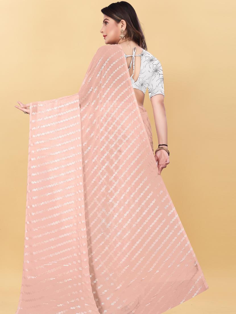 women's foil print pink colored saree with blouse - 19681066 - Standard Image - 1