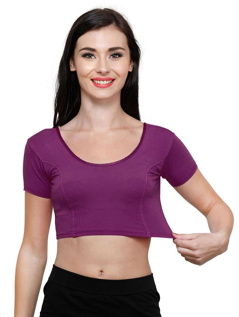 women solid short sleeves stitched blouse - 19682057 -  Standard Image - 1