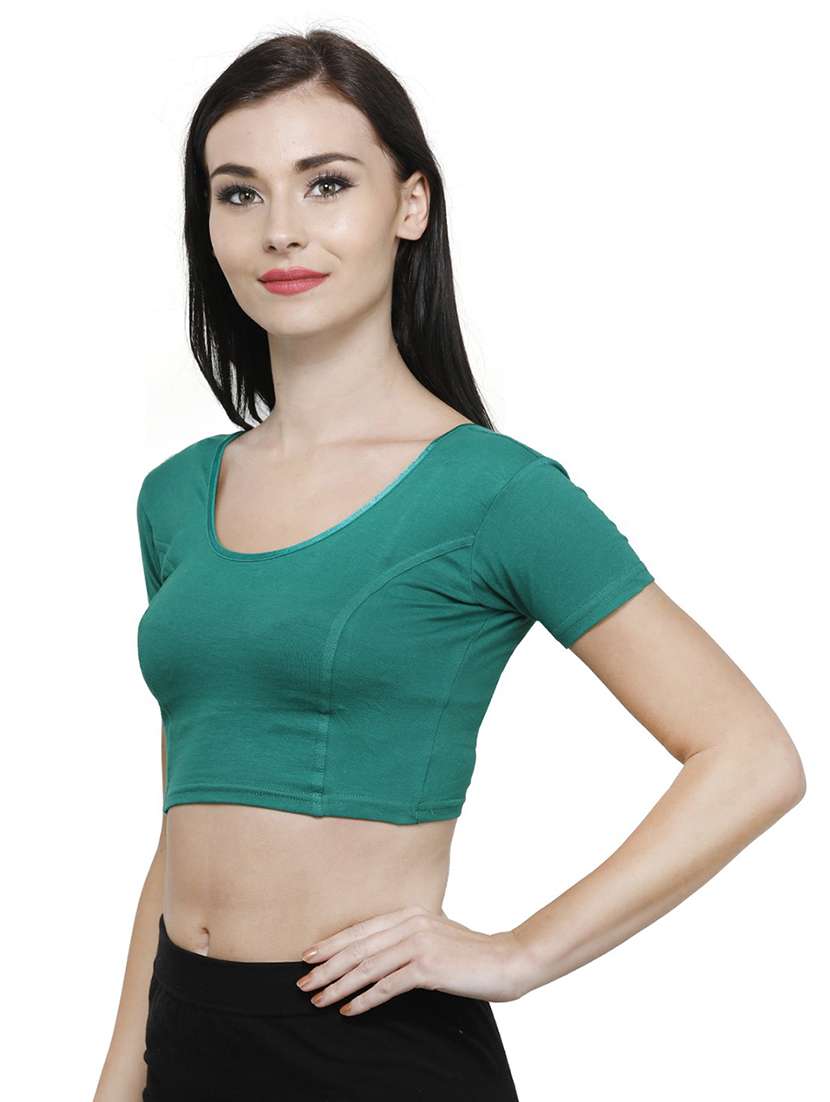 green cotton blend regular blouse - 19682062 - Standard Image - 1