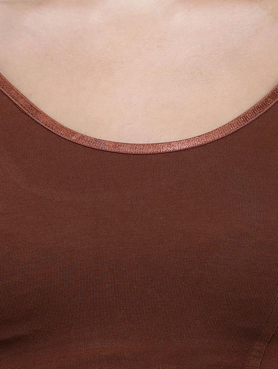women solid round neck stitched blouse - 19682065 - Standard Image - 4