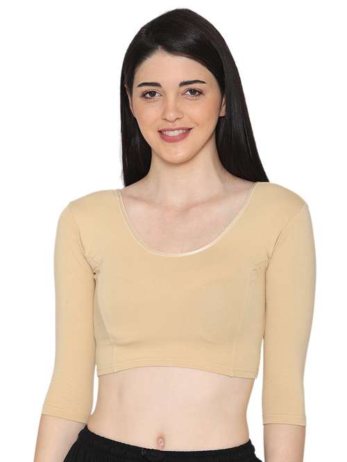 women solid scoop neck stitched blouse - 19682072 - Standard Image - 0