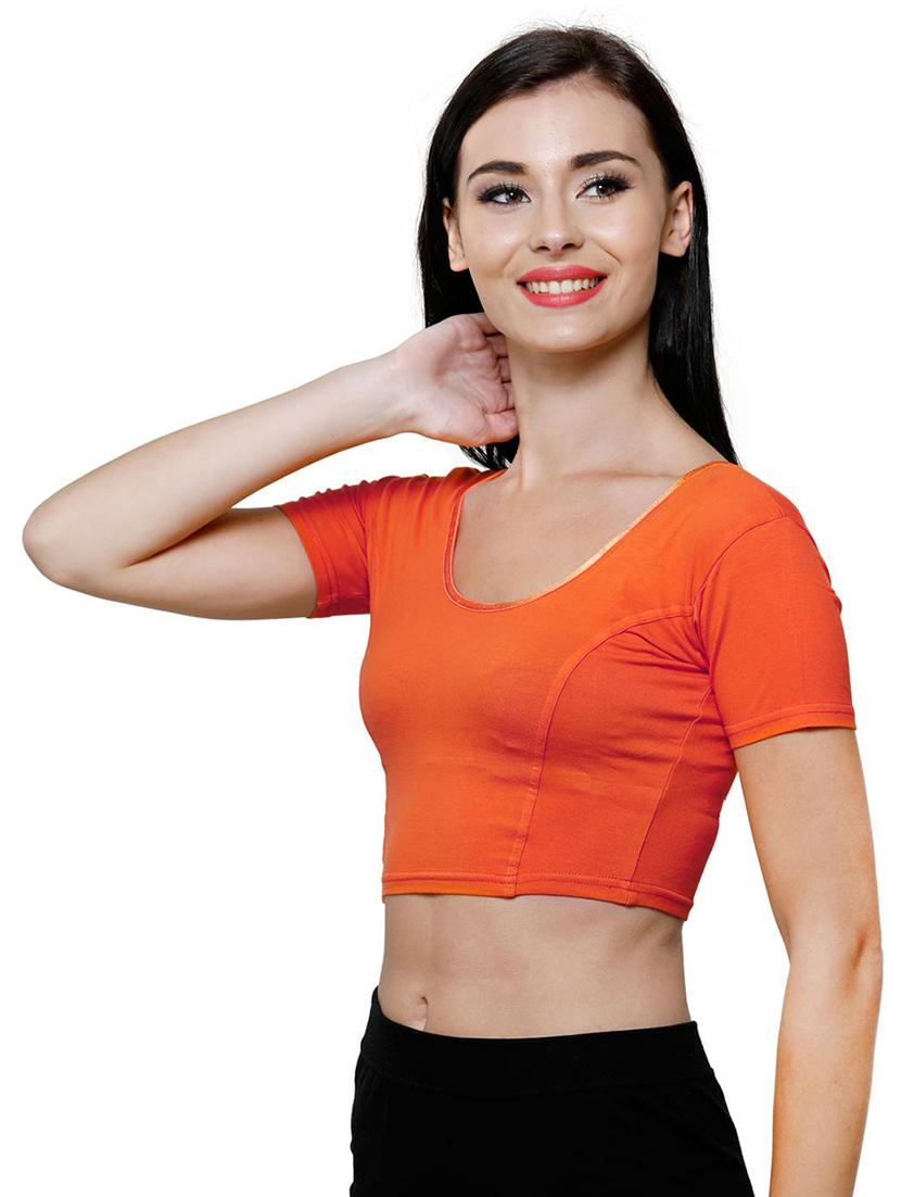 orange cotton blend regular blouse - 19682084 - Standard Image - 1