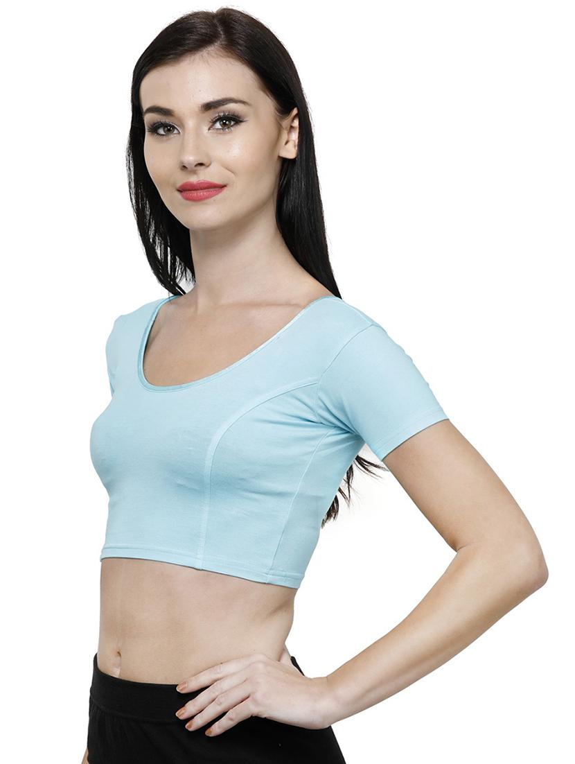 blue cotton blend regular blouse - 19682086 - Standard Image - 1