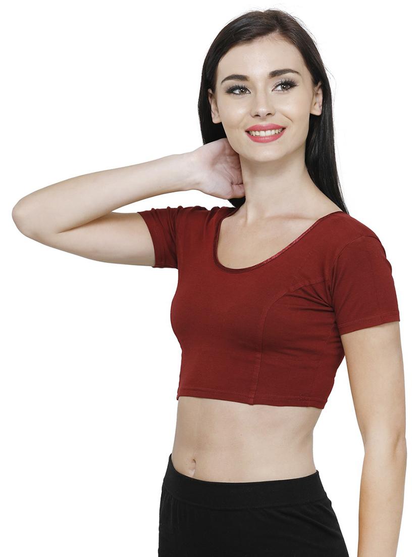 women solid short sleeves stitched blouse - 19682095 -  Standard Image - 1