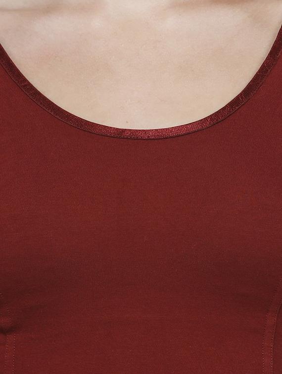 women solid short sleeves stitched blouse - 19682095 - Standard Image - 4