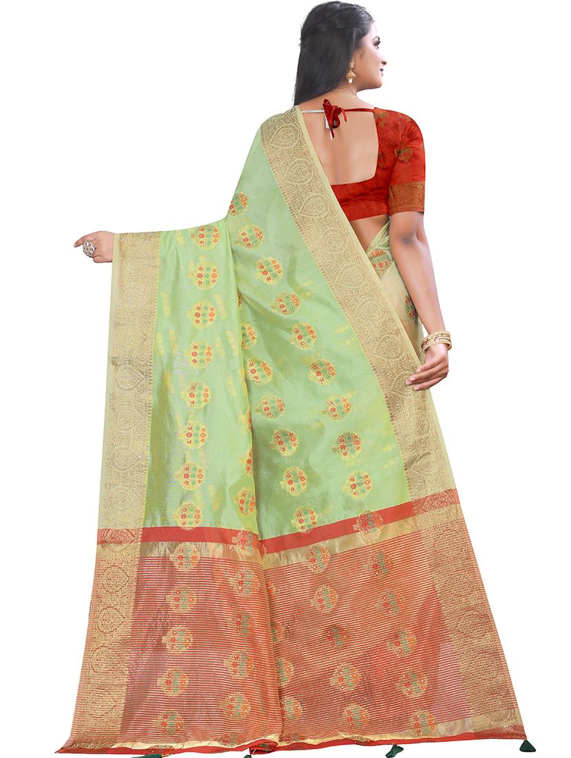 ethnic motifs woven saree with blouse - 19682400 - Standard Image - 1