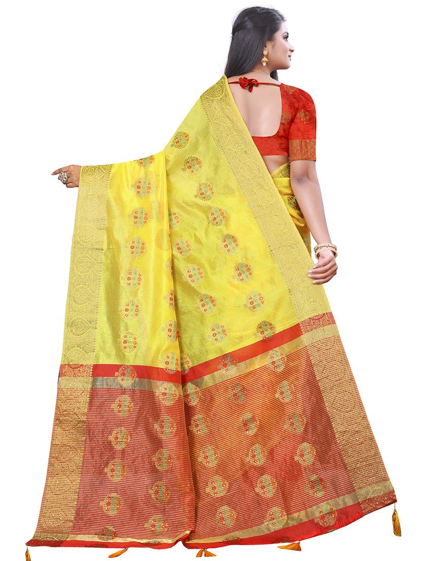 women's self design yellow colored saree - 19682403 - Standard Image - 1