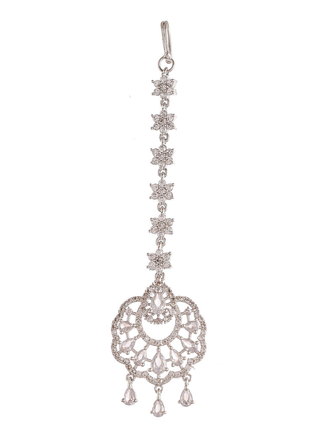 silver single teekas maang teeka - 19684852 - Standard Image - 1