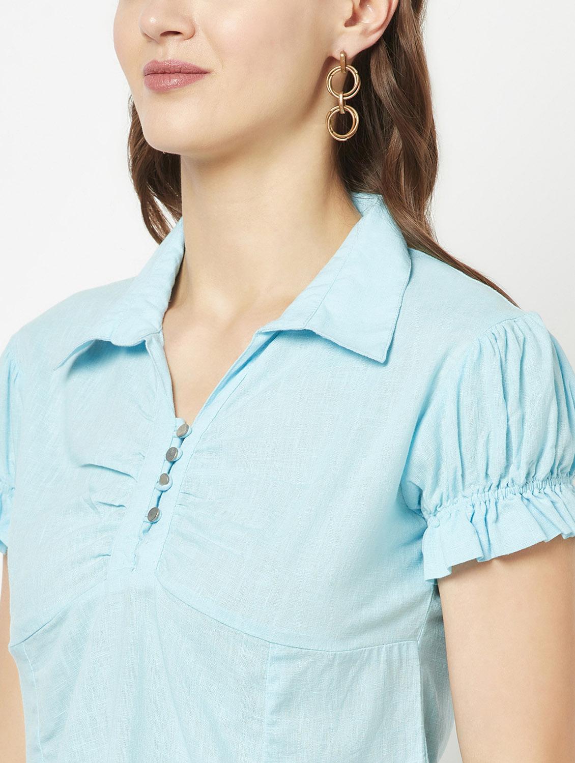 women's crop collared top - 19684915 - Standard Image - 6