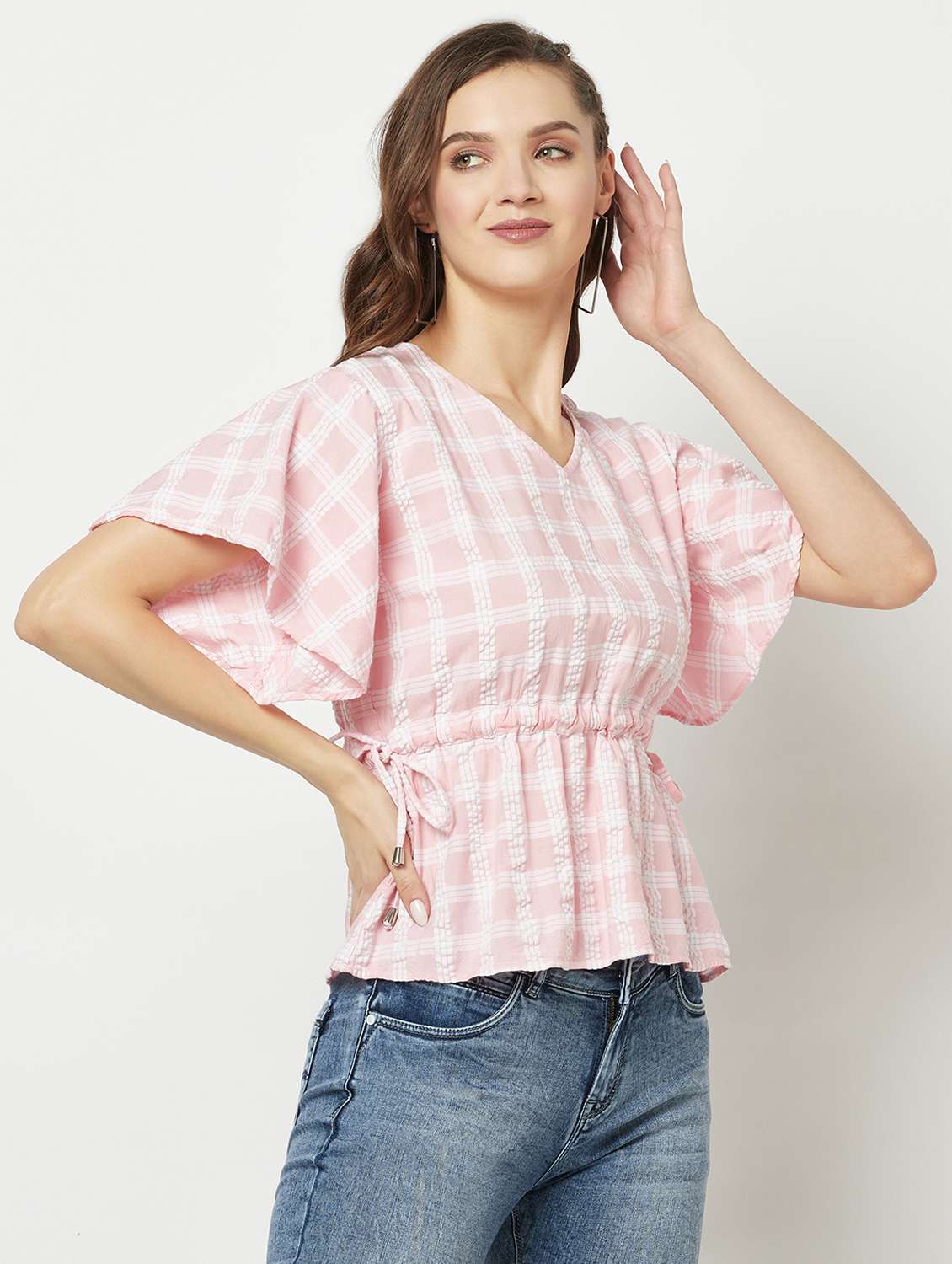 Women's Peplum V Neck Top - 19684918 -  Standard Image - 1