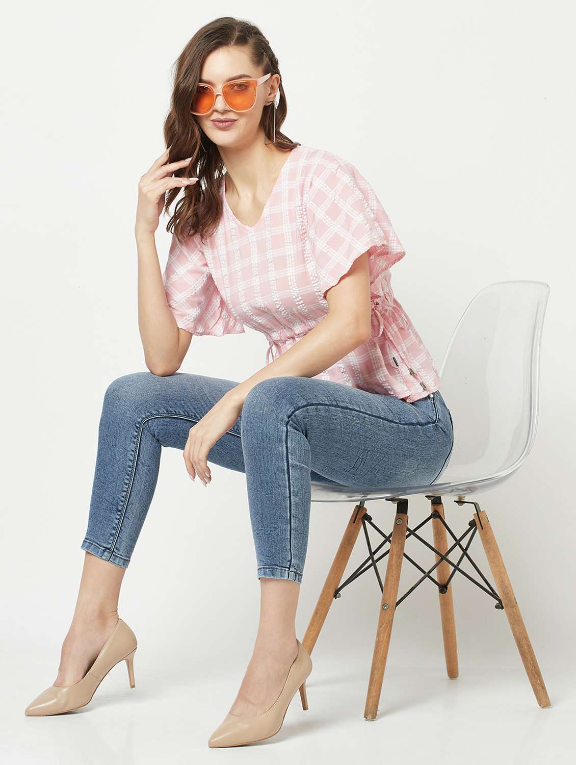 Women's Peplum V Neck Top - 19684918 -  Standard Image - 4
