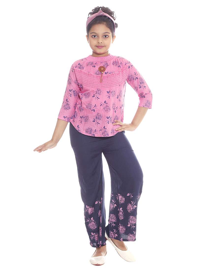 girls printed full length set