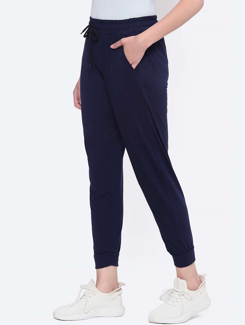 navy blue solid mid rise jogger - 19686681 -  Standard Image - 1