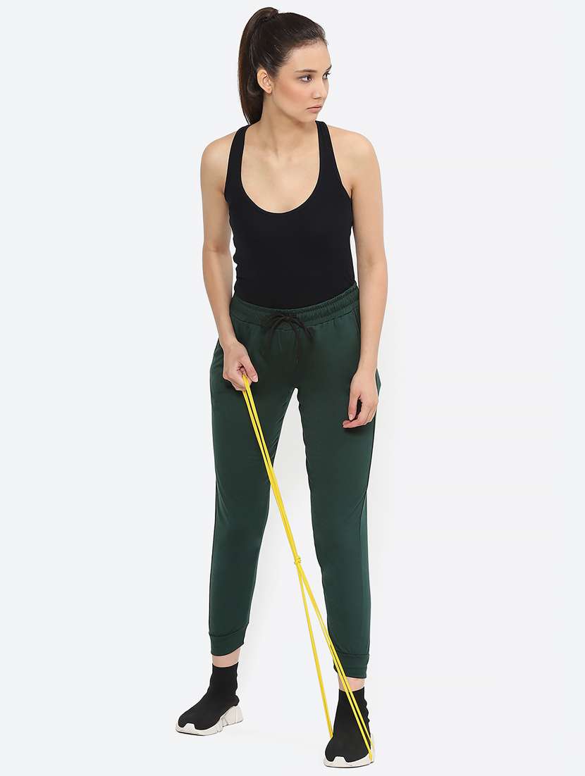 bottle green solid mid rise jogger - 19686682 -  Standard Image - 4