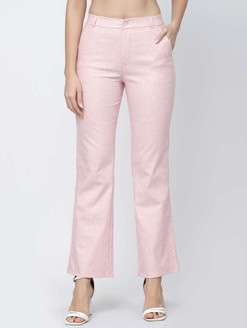 pink linen peg trouser