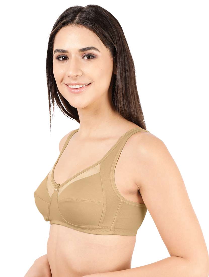 beige cotton blend tshirt bra - 19688565 -  Standard Image - 1