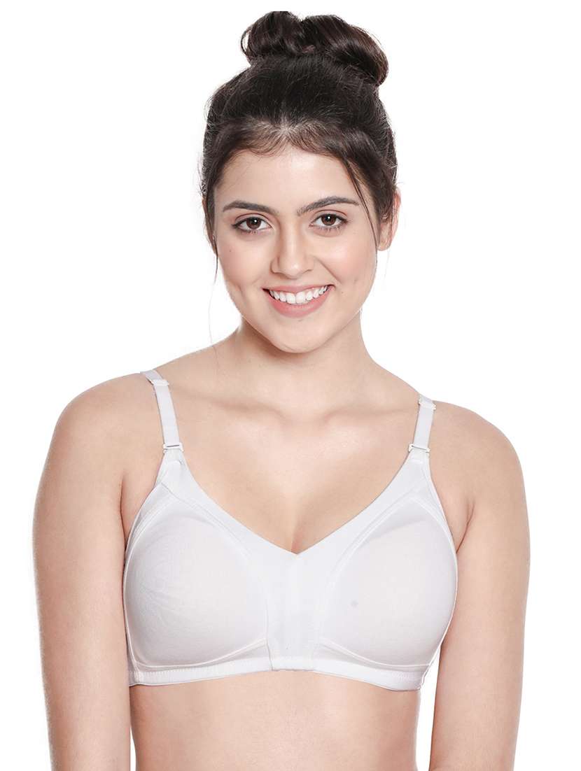 white cotton blend plus bra
